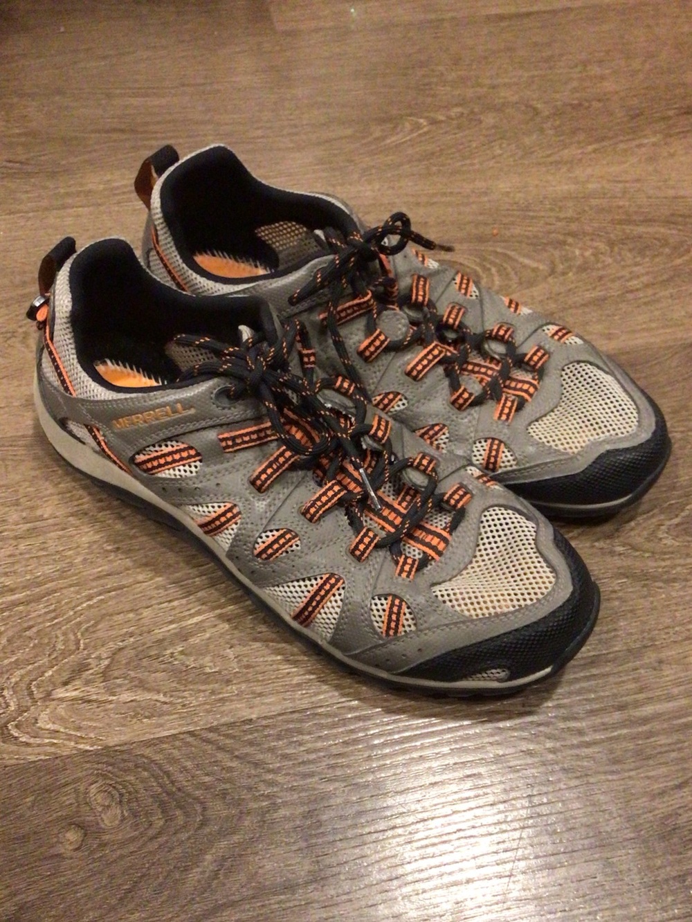 Merrell Men’s Waterpro Manistee Gray and Orange Trail Sneakers